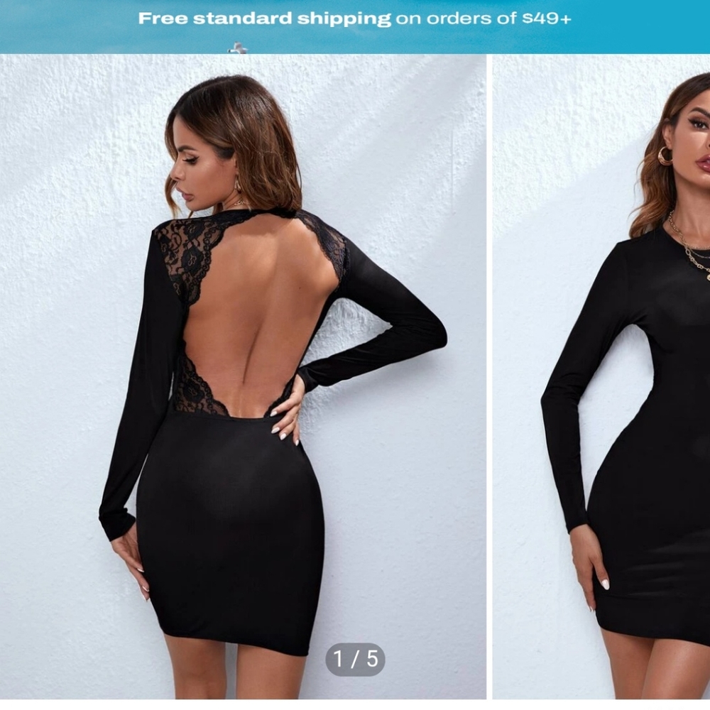 Backless lace trim dress
